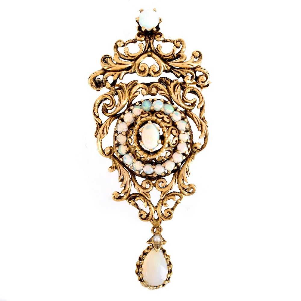 Appraisal: Victorian style Opal and K Brooch Vintage Victorian style Cabochon