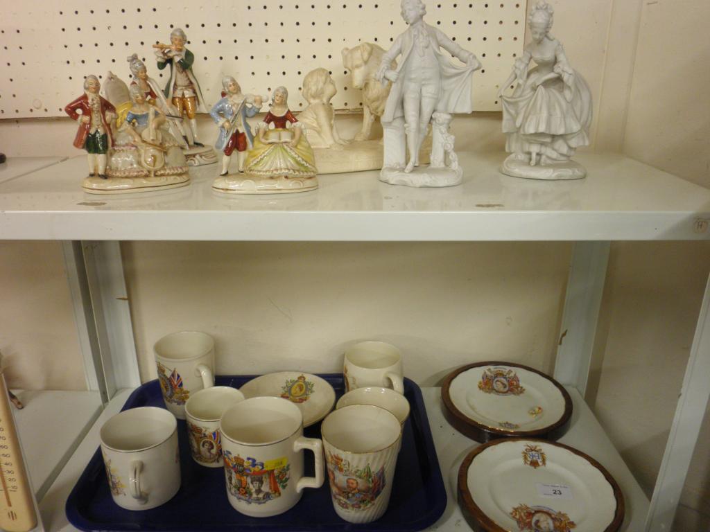 Appraisal: A quantity of commemorative china a pair of porcelain figures