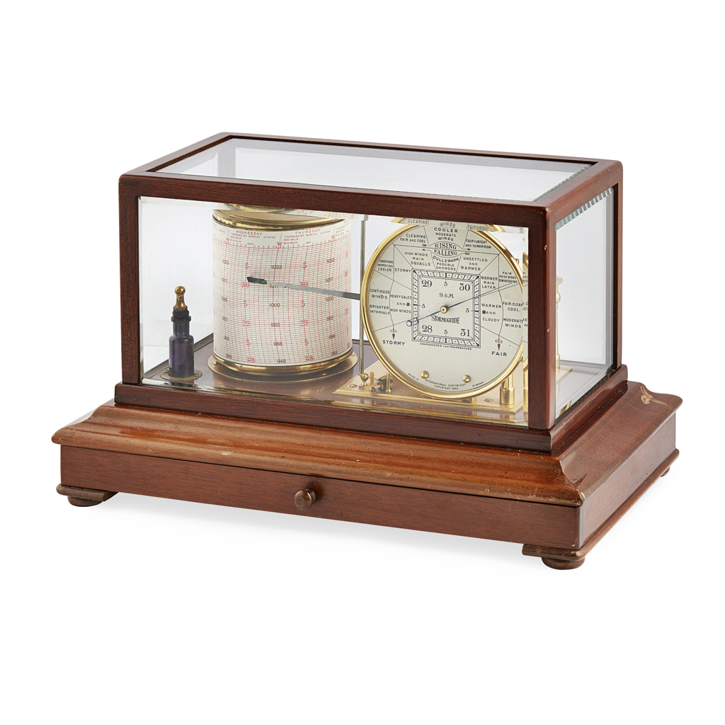 Appraisal: MAHOGANY CASED 'STORMOGRAPH' RECORDING BAROMETER BAROGRAPH BY SHORT MASON LTD