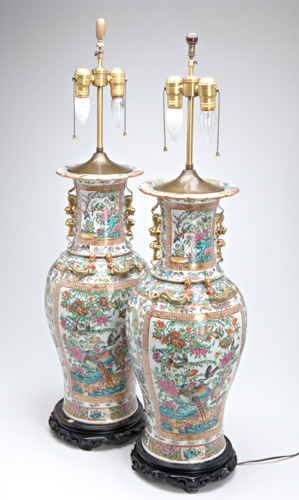 Appraisal: CHINESE PORCELAIN Pair of large vases painted in famille rose