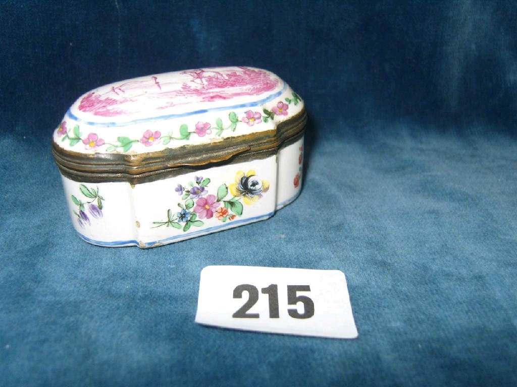 Appraisal: A late th century enamelled pill or patch box of