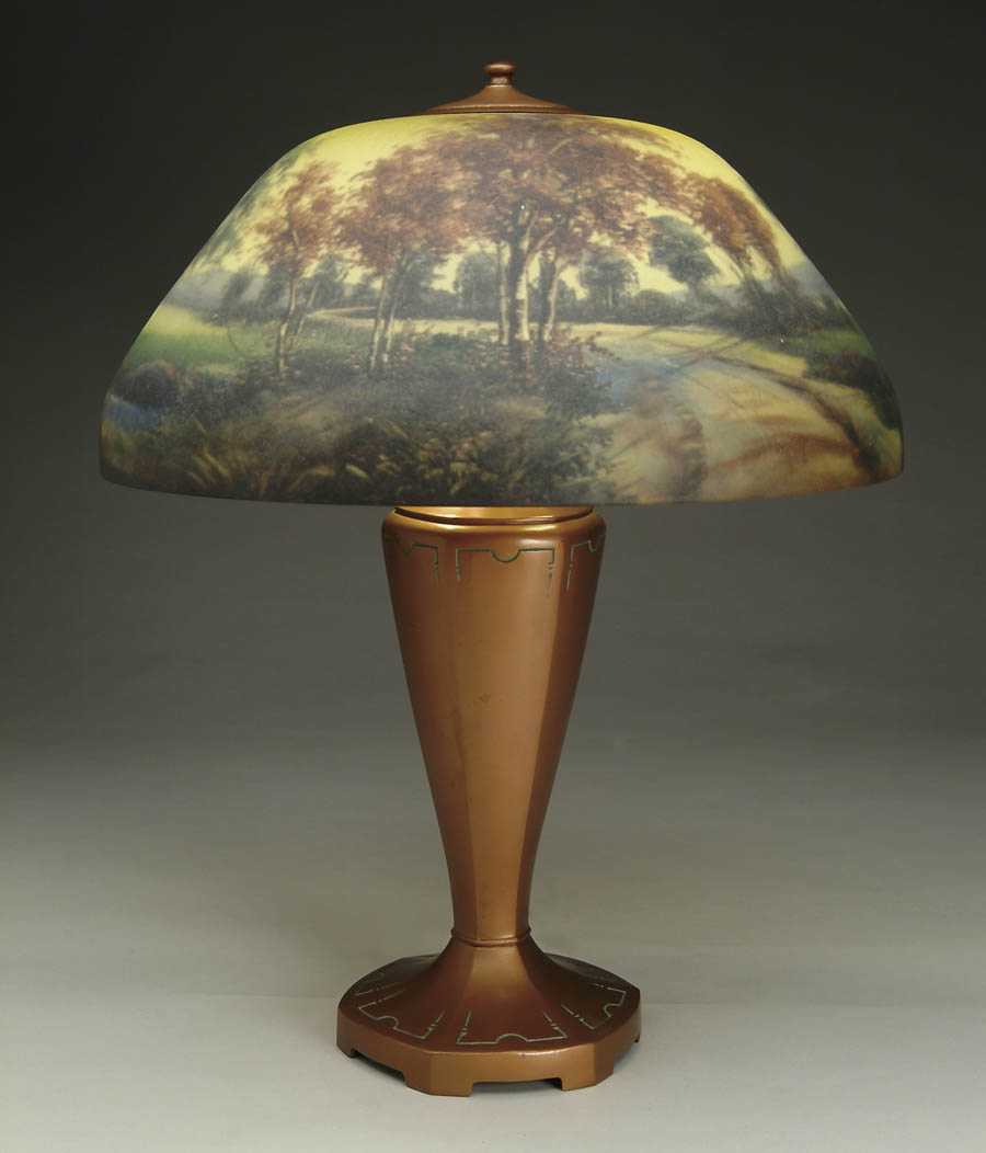 Appraisal: MOE BRIDGES TABLE LAMP Moe Bridges lamp begins with reverse