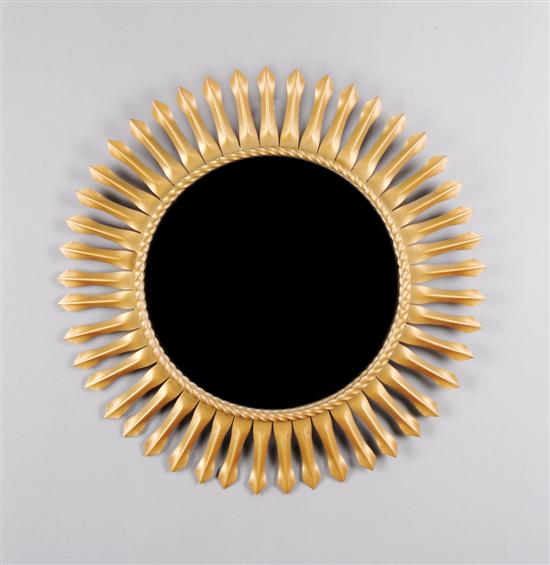 Appraisal: A Gilt Metal Sun Mirror Diameter inches