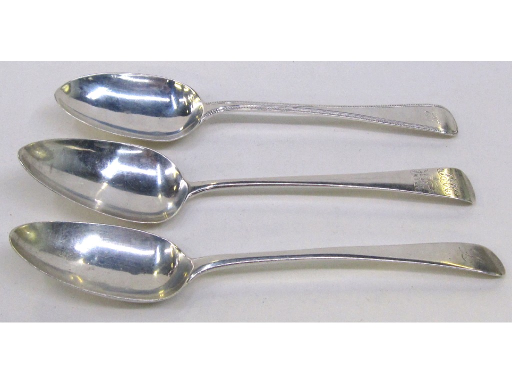 Appraisal: Lot comprising three silver table spoons oz London