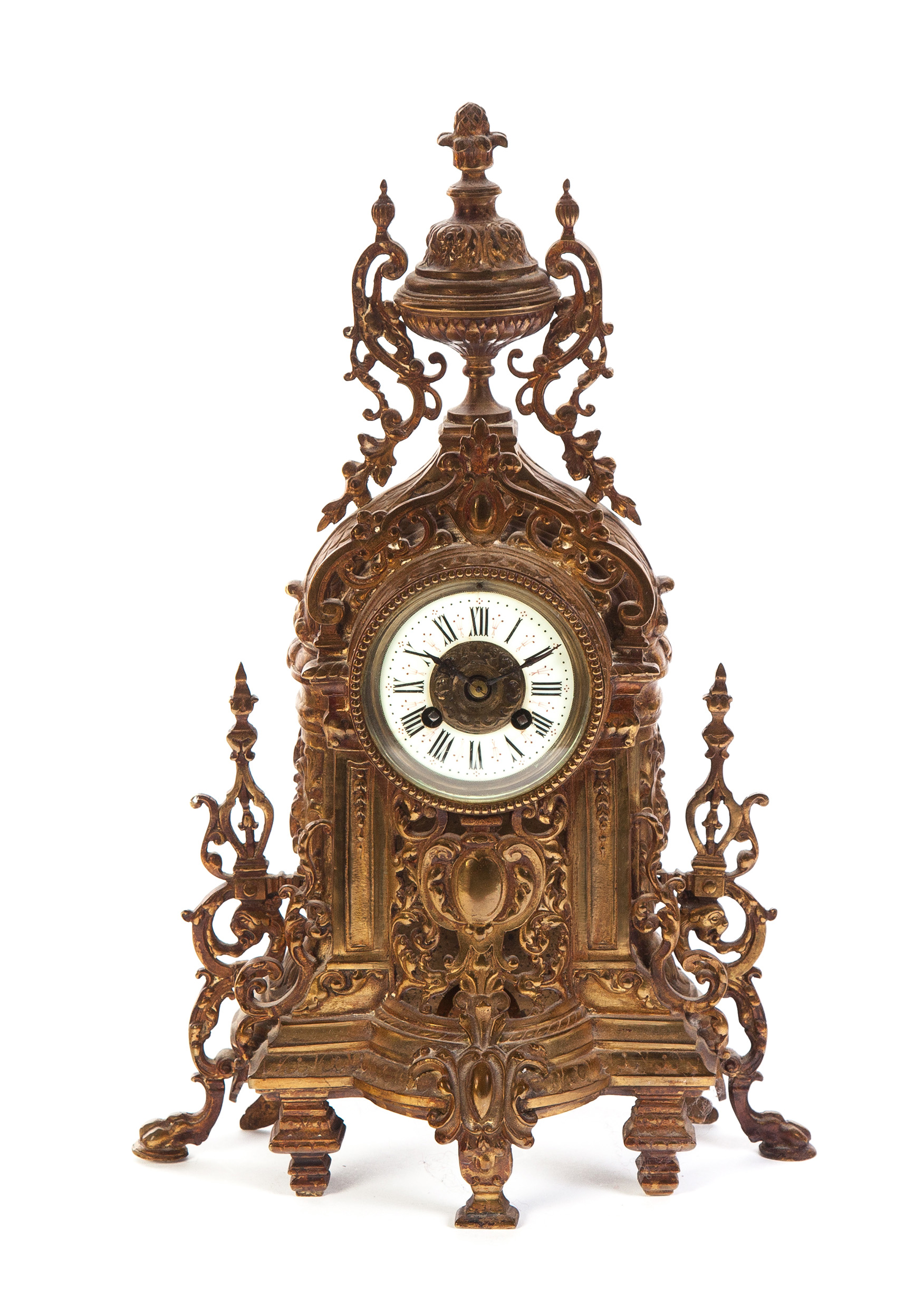 Appraisal: CAST BRASS MANTEL CLOCK European late th-early th century Nicely