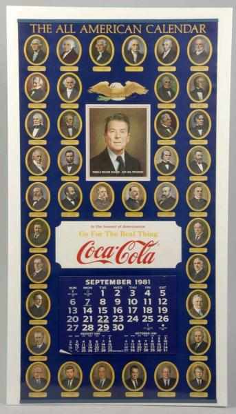 Appraisal: Coca-Cola Calendar Description Features Presidents from Reagan and back Complete