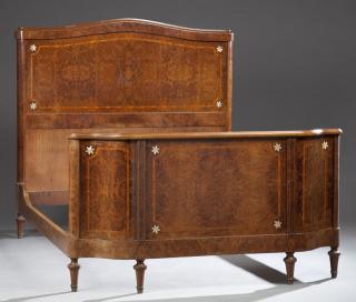 Appraisal: Unusual Louis XVI Style Inlaid Burled Elm Double B Unusual