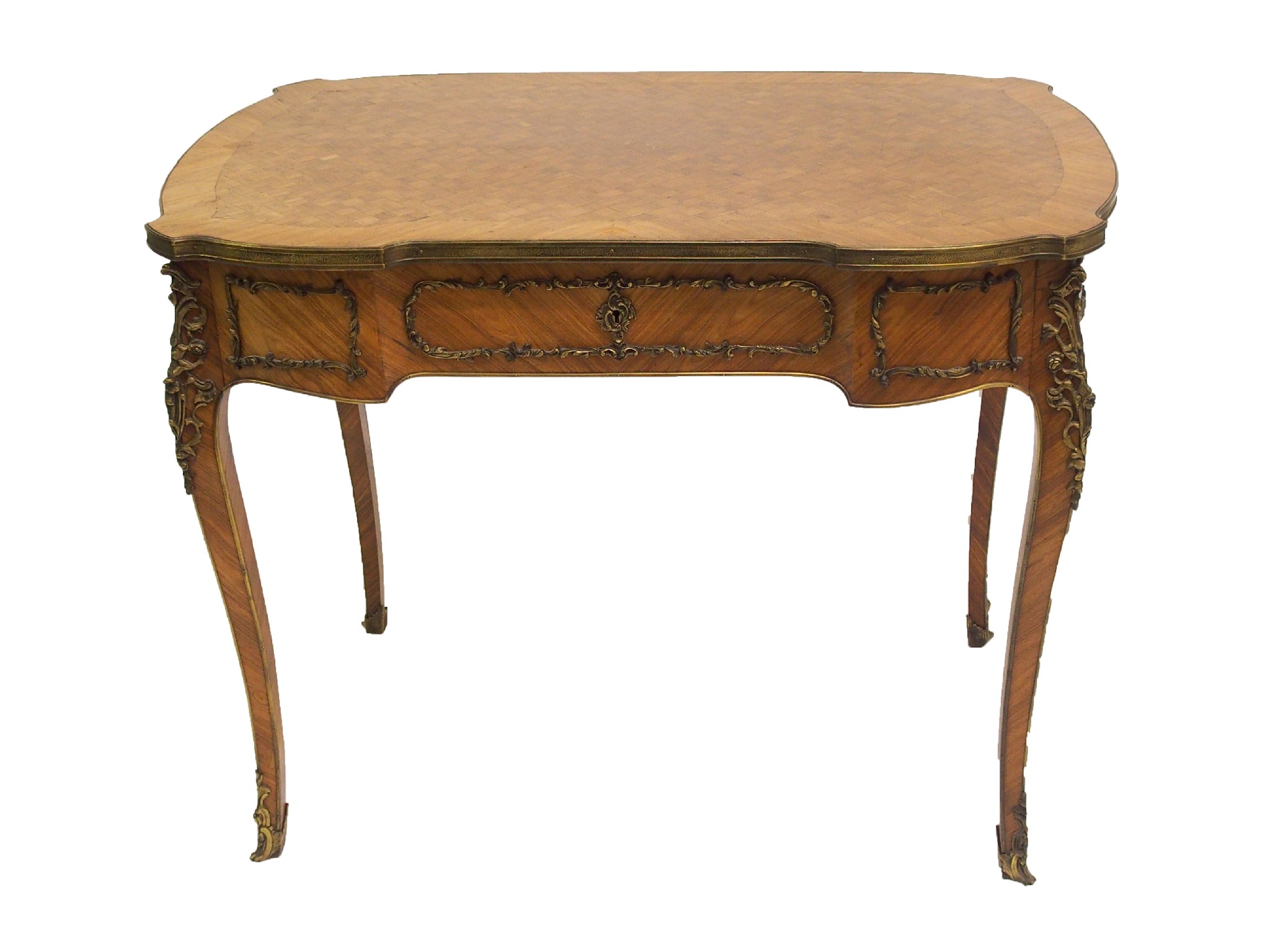 Appraisal: A Louis XV style Kingwood marquetry bureau platwith gilt metal