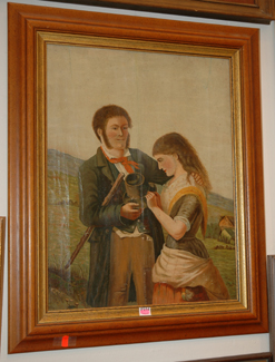 Appraisal: I THOMPSON COURTING COUPLE OIL ON CANVAS