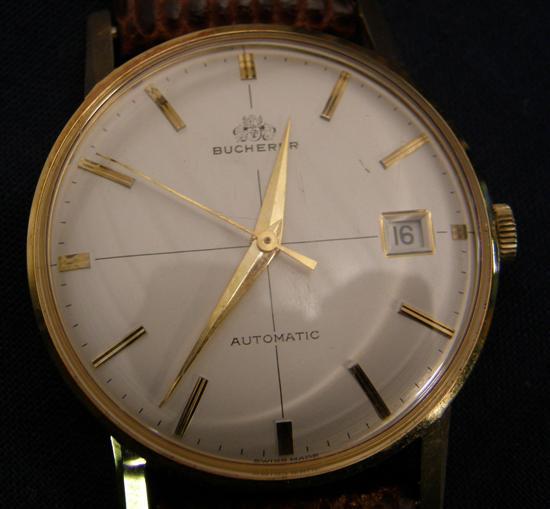 Appraisal: Bucherer Gentleman's wrist watch with leather strap