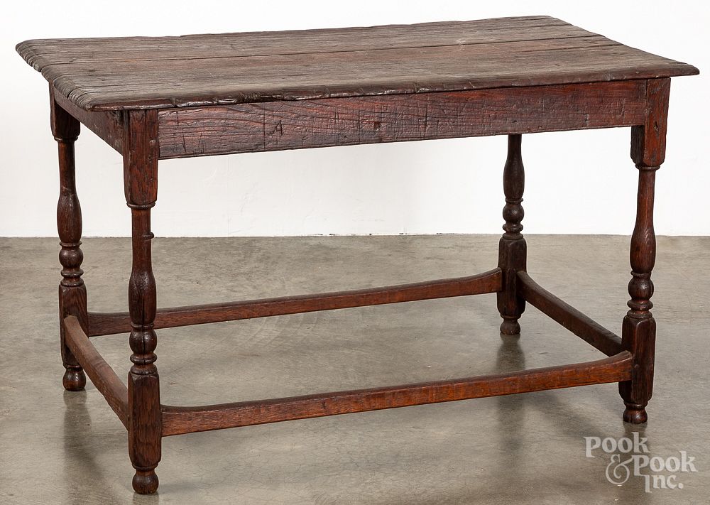 Appraisal: Pine and oak tavern table th c Pine and oak