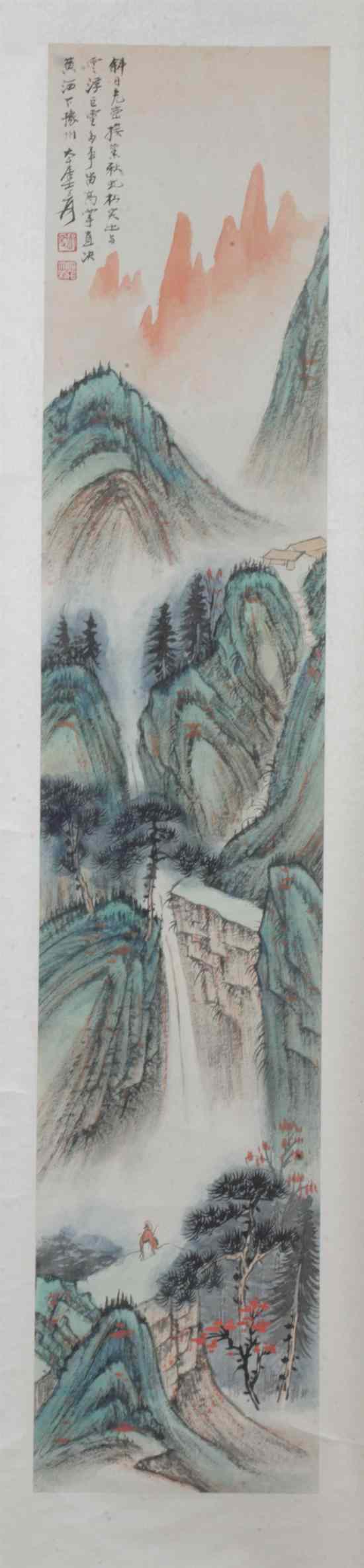 Appraisal: AFTER ZHANG DA QIAN Chinese - RIVERSCAPE ink and color