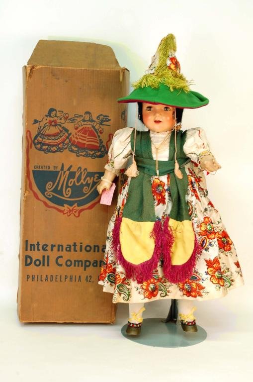 Appraisal: Mollye Mexican senorita lady doll Composition shoulder head with cloth