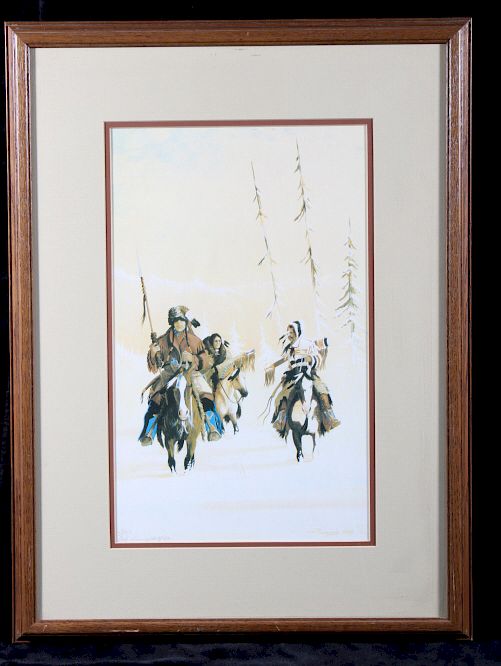 Appraisal: G Running Wolf Rare Hand Signed Print Featured in this