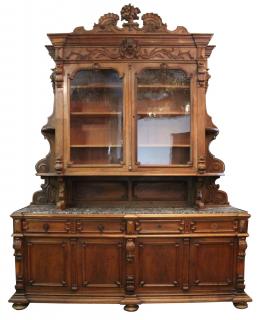 Appraisal: Grand scale French Renaissance buffet in walnut with marble top