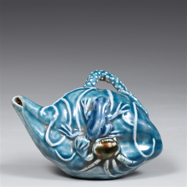 Appraisal: Chinese blue sancai glaze figural water dropper depicting a frog