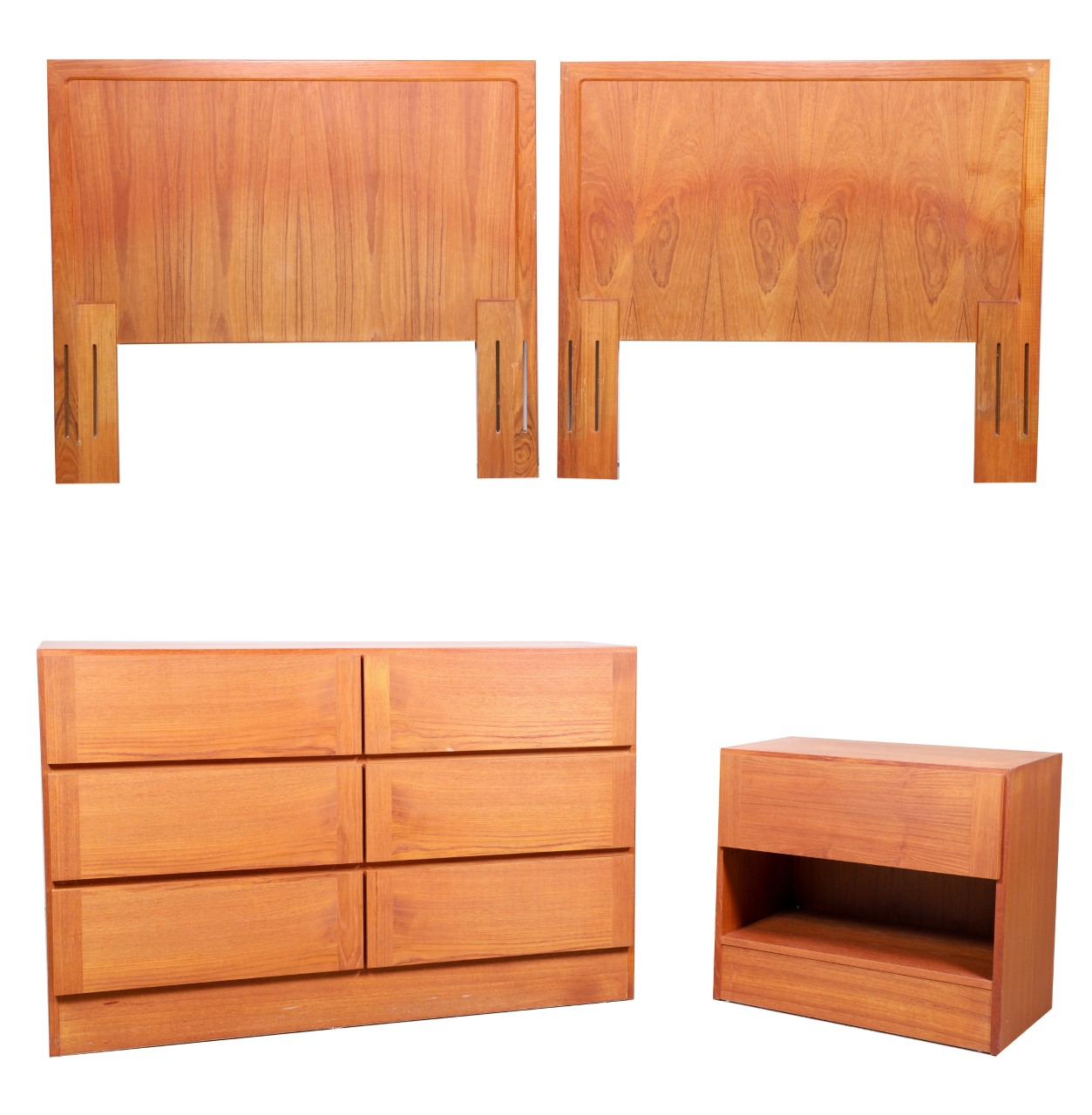 Appraisal: pc Assembled Danish Modern Bedroom set c o pair twin