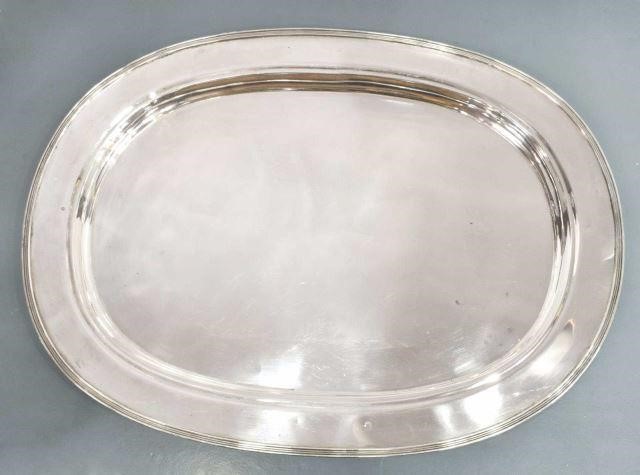 Appraisal: American sterling silver serving platter tray Unger Brothers with reeded