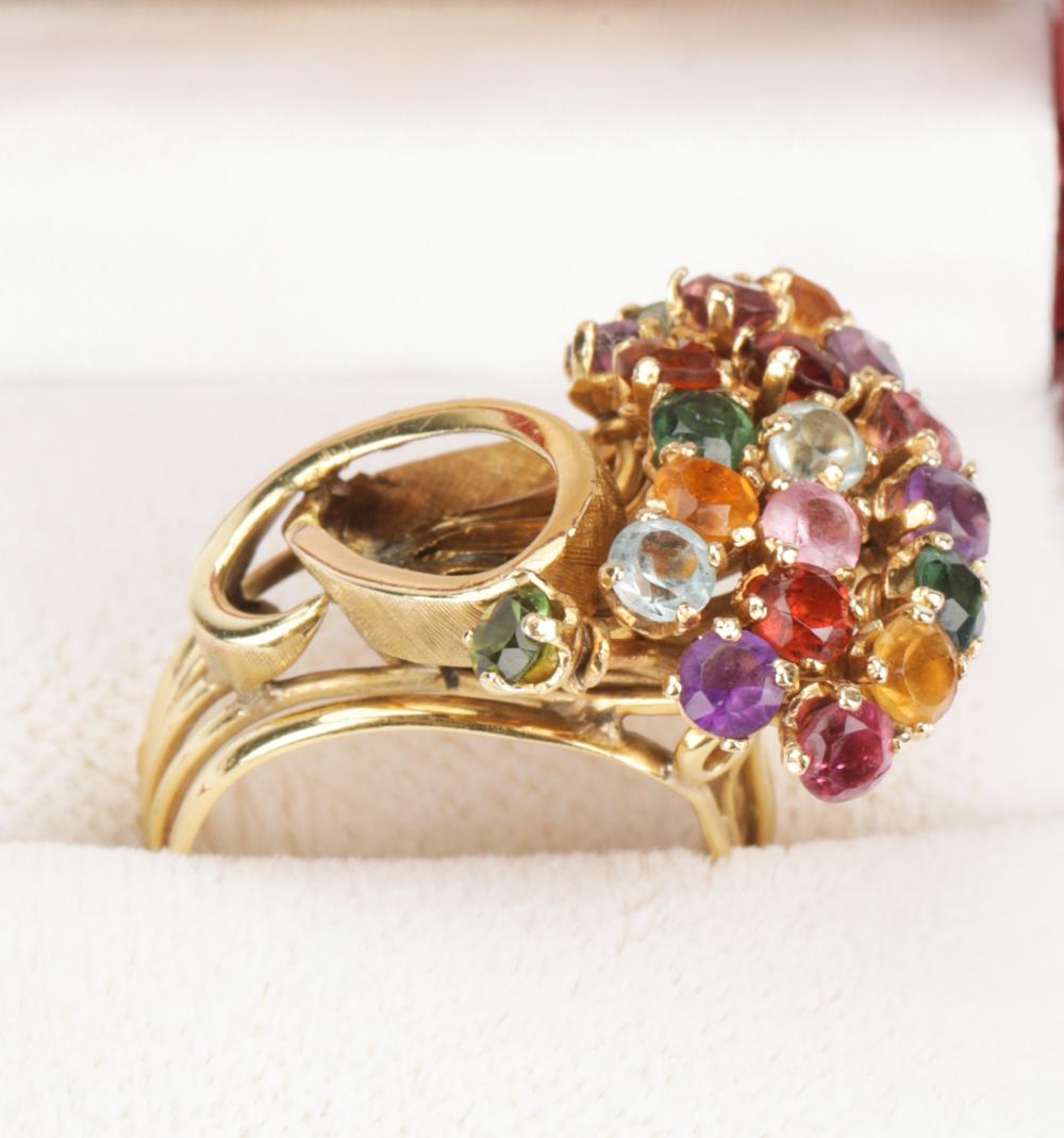 Appraisal: KARAT YELLOW GOLD MULTI-GEM CLUSTER RINGcontaining four round tourmalines weighing