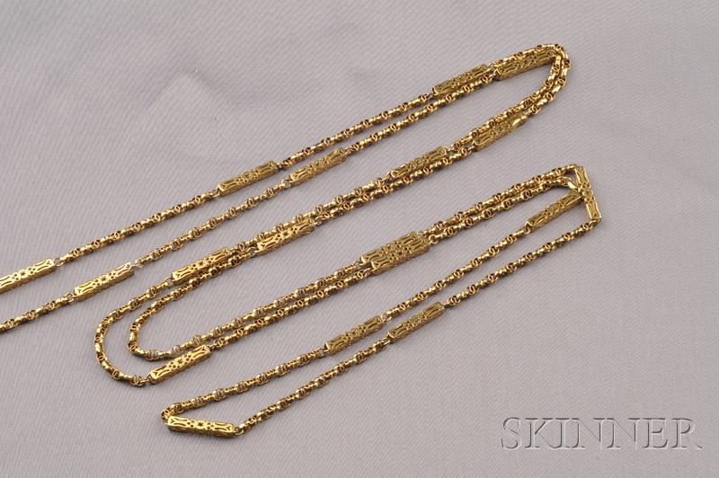 Appraisal: Antique kt Gold Chain composed of fancy interlocking ring links