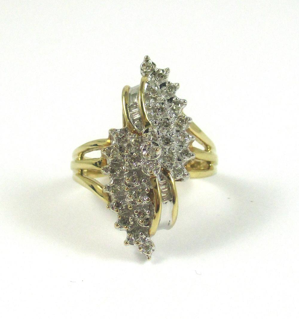 Appraisal: TWO-TONE GOLD DIAMOND CLUSTER RING The k yellow and white