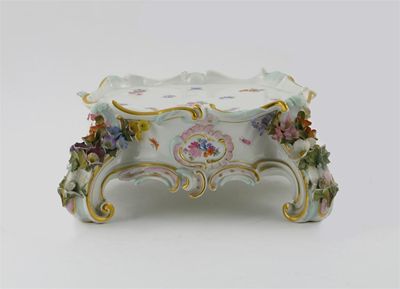 Appraisal: A late th century Meissen shaped rectangular stand decorated with