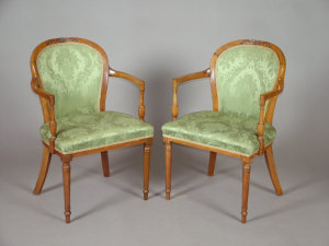 Appraisal: A pair of walnut framed open armchairs early th century