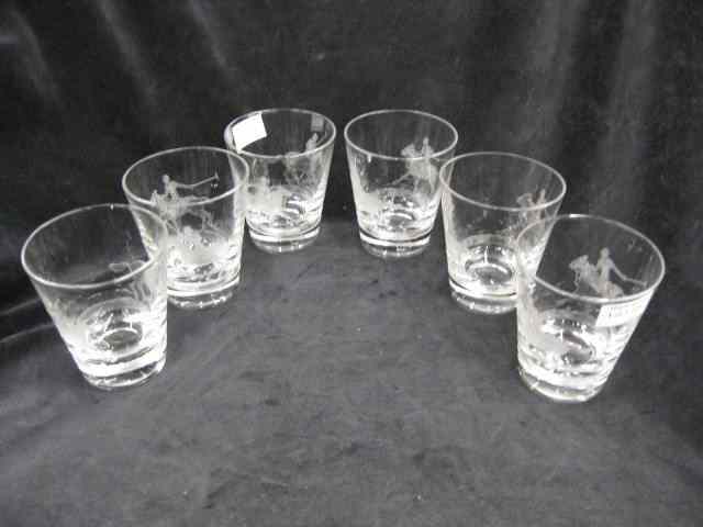 Appraisal: Heisey Glass ''Polo Player''etched old fashions '' - excellent