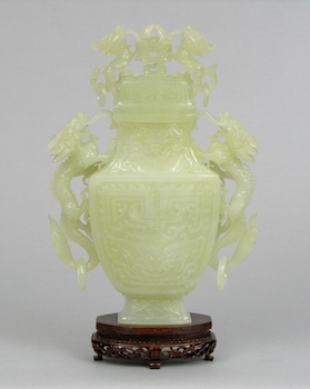 Appraisal: A Large Chinese Hardstone Covered Vase Chinese A large hardstone