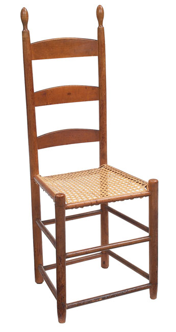 Appraisal: Shaker side chair tilter ladder-back form with replaced cane seat