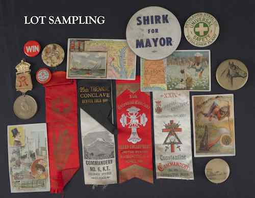 Appraisal: Collection of ephemera to include political ribbons buttons medals etc