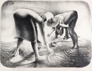 Appraisal: JOHN BIGGERS American JOHN BIGGERS American - The Seed Lithograph