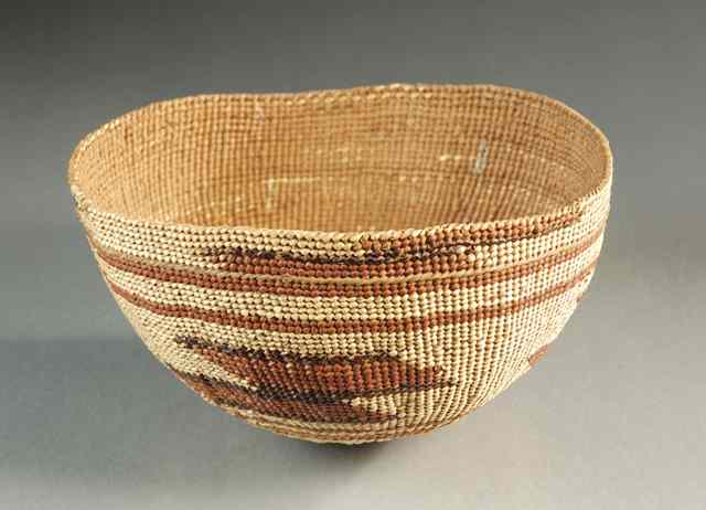 Appraisal: HUPA INDIAN BASKET tightly woven from split cedar root and