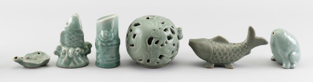 Appraisal: SIX CHINESE AND KOREAN PORCELAIN WATER DROPPERS TH CENTURY LENGTHS