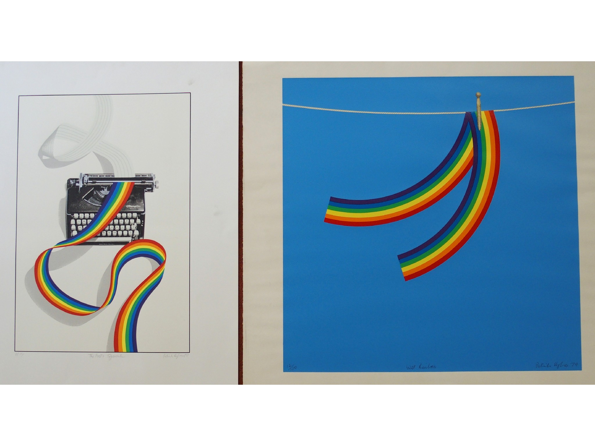 Appraisal: PATRICK HUGHES British b WET RAINBOW AND THE POET'S TYPEWRITERScreenprint