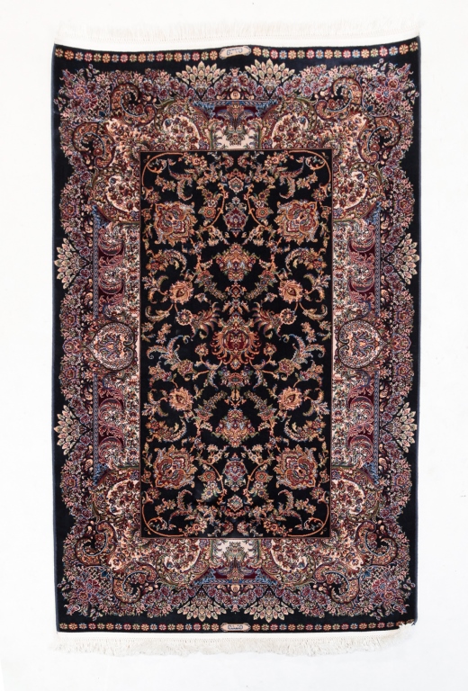 Appraisal: Turkey th century Polished cotton Kuba rug in deep blue