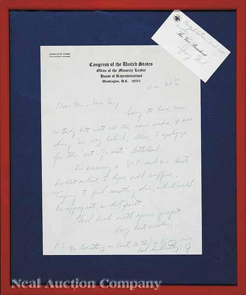 Appraisal: Autograph Letter Signed by Vice President Gerald Ford dated Dec