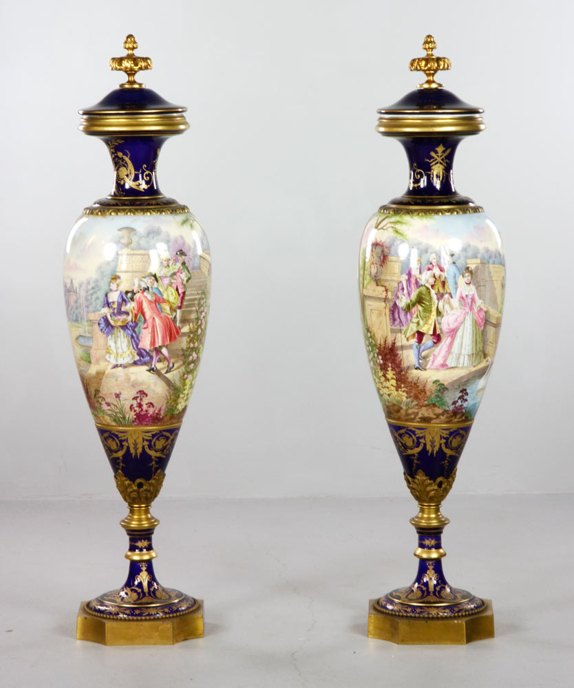 Appraisal: - Pr th C Sevres Urns Pair of th century