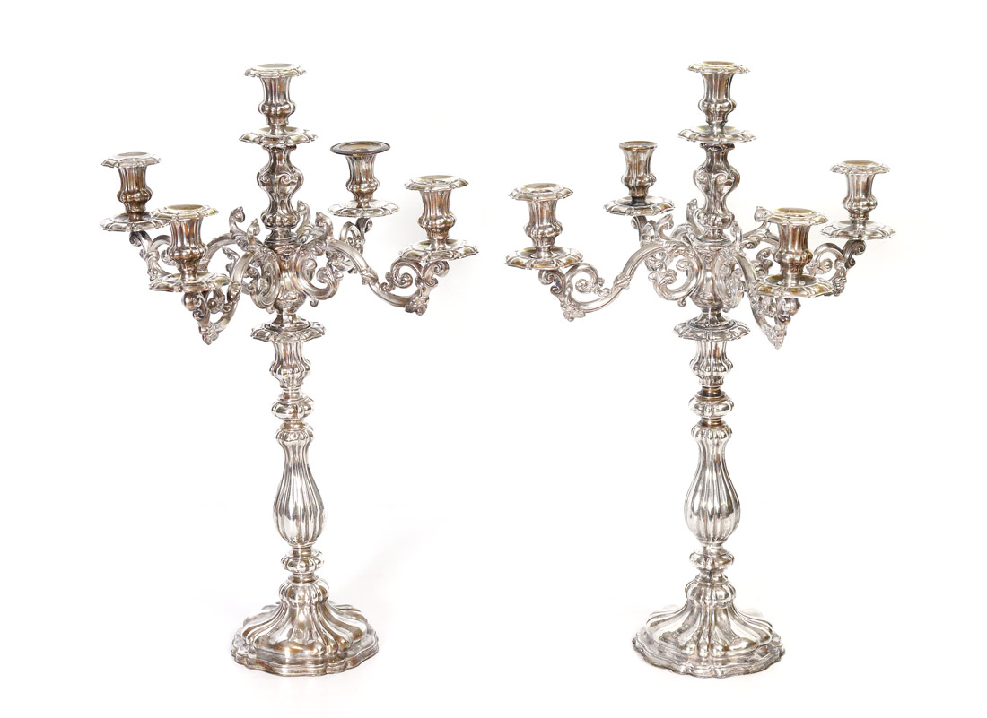 Appraisal: PR MAGNIFICENT SILVERPLATED LIGHT CANDELABRA Marked on base with possible