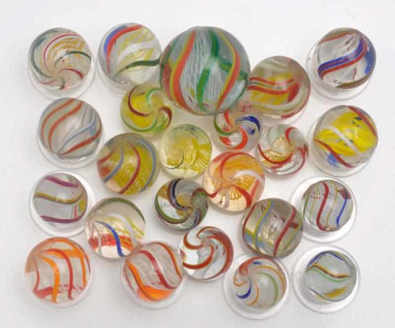 Appraisal: Lot of Latticino Swirl Marbles Description Nice group of brightly