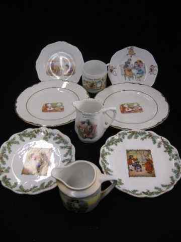 Appraisal: pcs Children's Porcelain Dishes includes plates mug pitchers vase circa