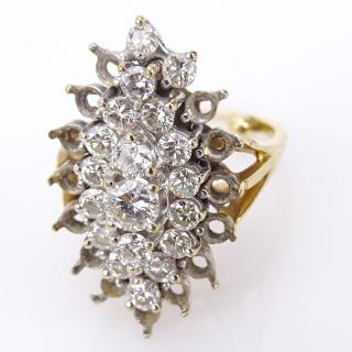 Appraisal: Vintage Round Brilliant Cut Diamond and Karat Yellow Gold Cluster