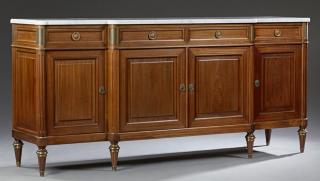 Appraisal: French Louis XVI Style Carved Mahogany Breakfront Marble Top Sideboard