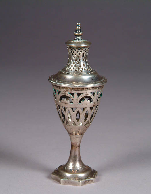 Appraisal: SILVER RETICULATED SMALL COVERED CUP Interesting piece has egg shaped