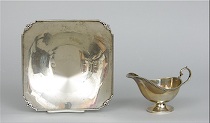 Appraisal: Sterling Square Tray and a Sauce Boat This lot includes