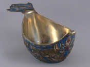 Appraisal: A Russian silver gilt kovsh with lug style handle and