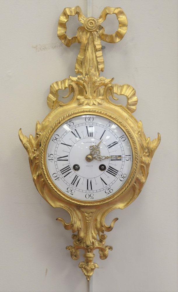 Appraisal: Tiffany Company Gilt Bronze Louis XV Style Clock enameled dial