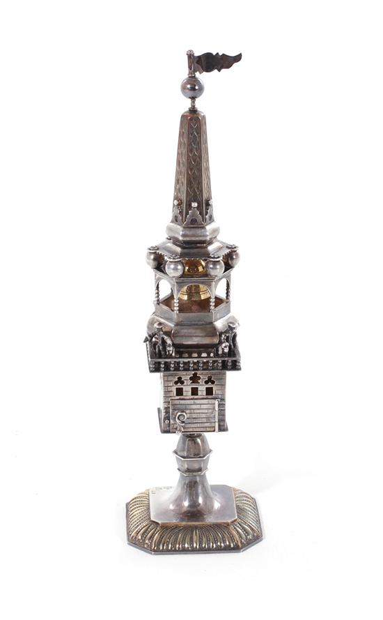 Appraisal: Judaica Continental silver Besamim spice tower probably German th century