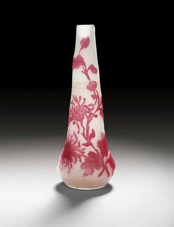 Appraisal: CRISTALLERIE DE PANTIN VASE circa Acid-etched white glass with pink