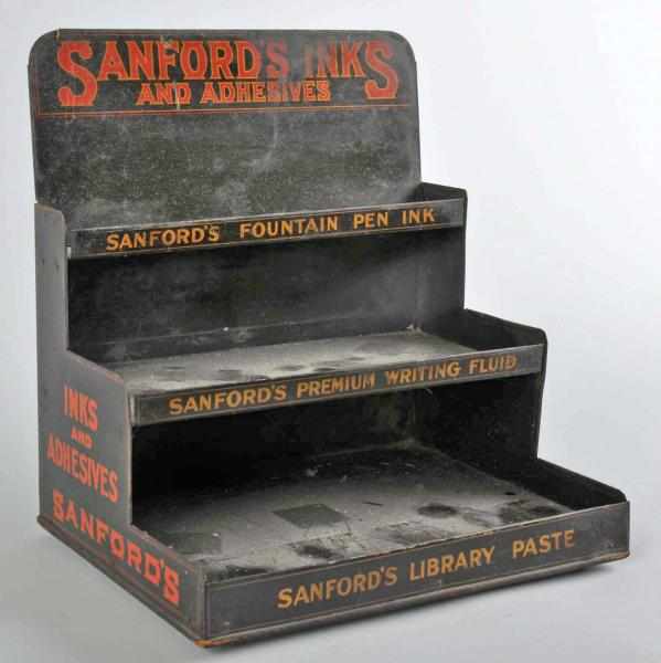 Appraisal: Tin Sanford's Inks Adhesives Display Rack Description Circa s Condition